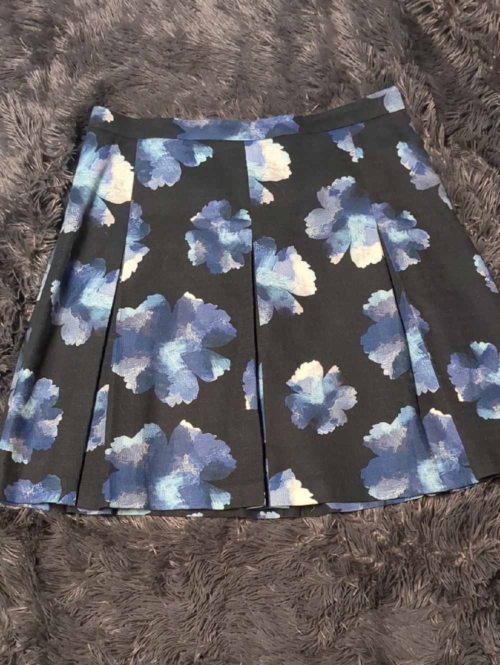 Simons Black Mini Skirt with Blue Floral Print